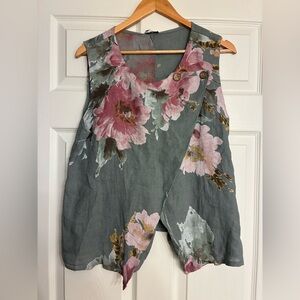 NWT Kaktus Two Piece 100% Linen Floral  Set